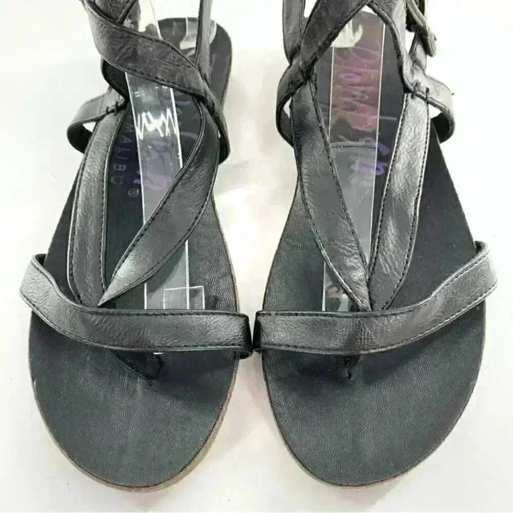 Blowfish womens sandals size 7 black faux leather boho Bohemian festival - Picture 3 of 13